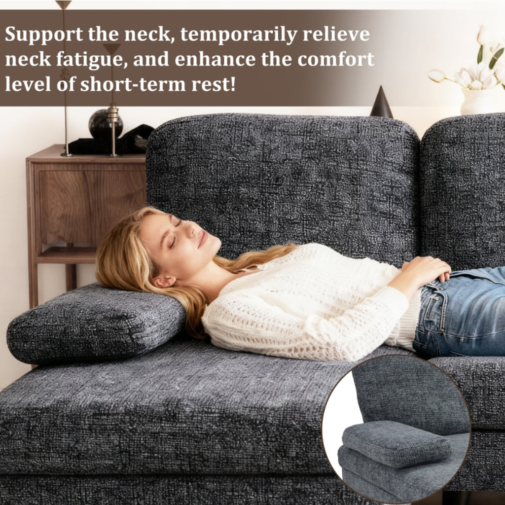 U-Shaped Combination Sofa, Double Lounge Chair, Chenille Fabric 4-Seat Living Room Furniture