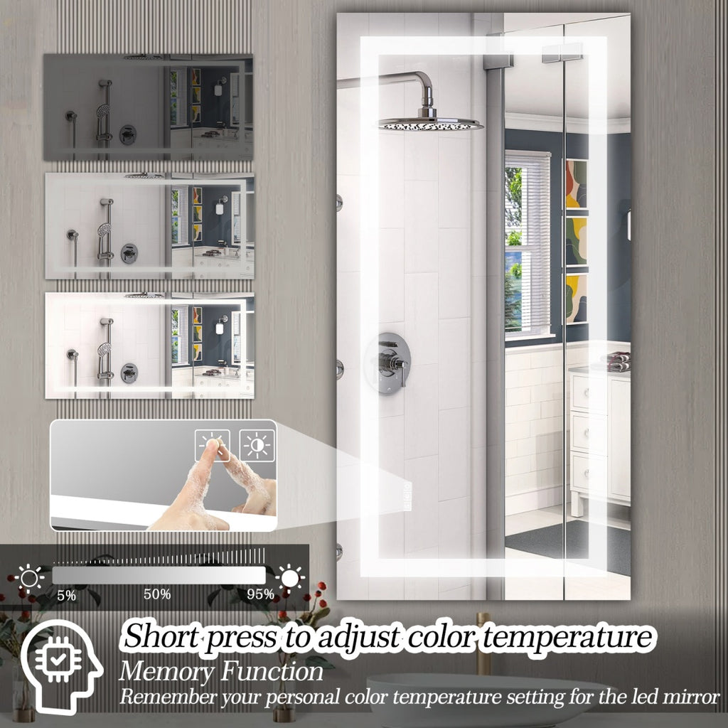72 X 36 Led Bathroom Mirror With Anti-Fog And Touch Sensor -Modern Frameless Lighted Wall Mirror For Bathroom Vanity, Shower Room, Or Dressing Area
