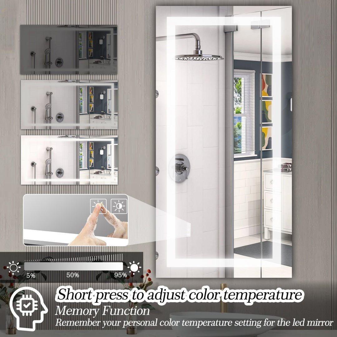 72 X 36 Led Bathroom Mirror With Anti-Fog And Touch Sensor -Modern Frameless Lighted Wall Mirror For Bathroom Vanity, Shower Room, Or Dressing Area