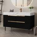 35.4 Modern Bathroom Vanity With Undermount Sink, Sintered Stone Top, Waterproof Multi-Layer Solid Wood, 4 Drawers Storage, Free Standing Wall-Mounted