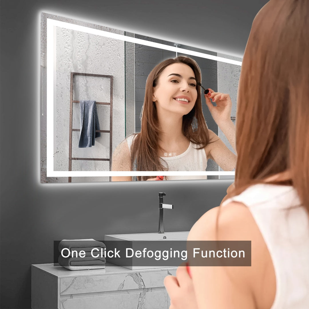 72 X 36 Led Bathroom Mirror With Anti-Fog And Touch Sensor -Modern Frameless Lighted Wall Mirror For Bathroom Vanity, Shower Room, Or Dressing Area