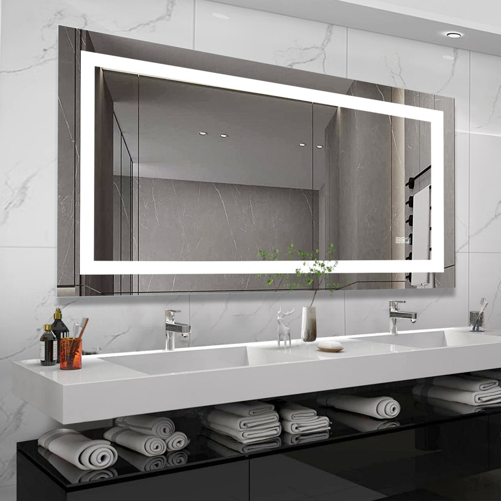 72 X 36 Led Bathroom Mirror With Anti-Fog And Touch Sensor -Modern Frameless Lighted Wall Mirror For Bathroom Vanity, Shower Room, Or Dressing Area