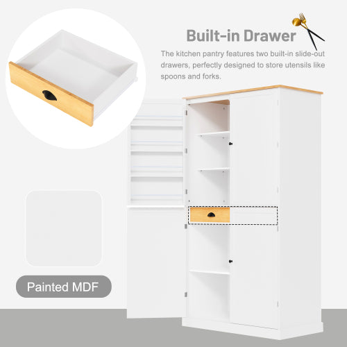 40.2X20X71.3 Inches Tall Freestanding Kitchen Pantry Large Cabinet Storage Cabinet Unavailable Platforms- Welfel