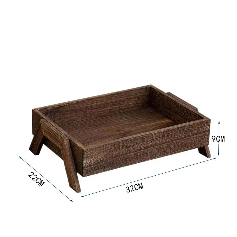 Rectangular storage tray made of solid wood