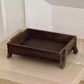 Rectangular storage tray made of solid wood